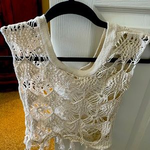 Over blouse or swimsuit crocheted top.